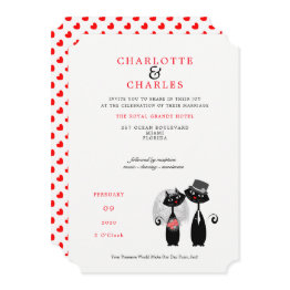 Small Lucky Black Cats Bride | Groom Purrr..fect Wedding Invitation Front View