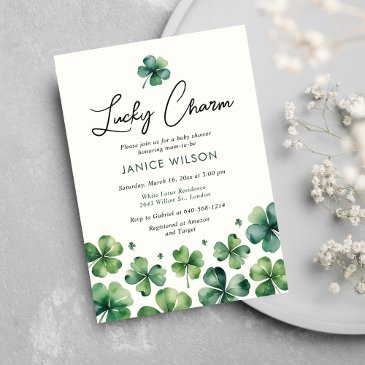 lucky charm st. patrick's day baby shower invitation