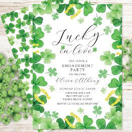 Small Lucky In Love Engagement Party Invitation Front View