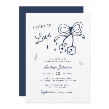 lucky in love vegas dice casino bow bridal shower invitation
