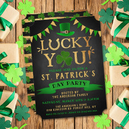 Small Lucky You! St. Patrick's Day Party Invitations Front View