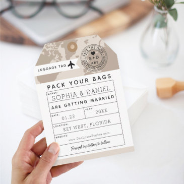 luggage tag destination wedding save the date