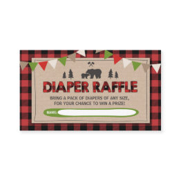 Small Lumberjack Baby Shower Diaper Raffle Woodland Boy Enclosure Invitations Front View