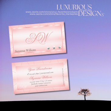 luminous pink with diamonds and monogram glamorous business invitations