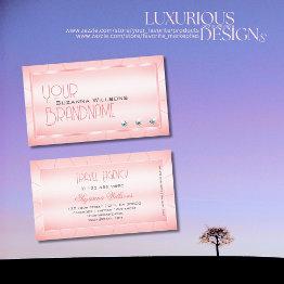Small Luminous Pink With Diamonds Glamorous And Stylish Business Invitations Front View