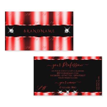 luminous red black sparkle jewels monogram stylish business invitations