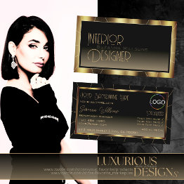 Small Luxe Dark Gold Frame Brown Gradient Cool With Logo Business Invitations Front View