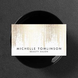 Small Luxe Faux Gold Confetti Rain Pattern Business Invitations Front View