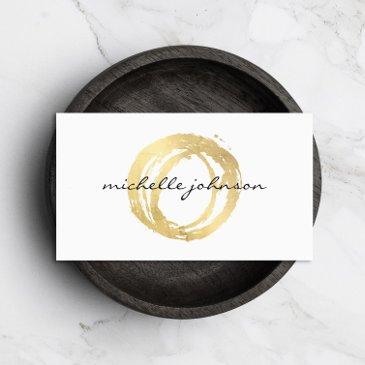 luxe faux gold painted circle designer logo business invitations