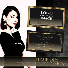 Small Luxe Glam Dark Gold Frame Brown Gradient With Logo Business Invitations Front View