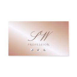 Small Luxe Glam Rose Gold Sparkling Diamonds Initials Business Invitations Front View