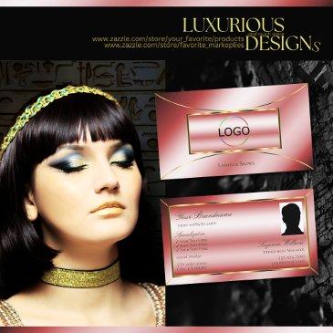 luxe glam ruby red gold decor with logo and photo business invitations