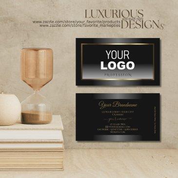 luxurious black and white ombre gold frame logo business invitations
