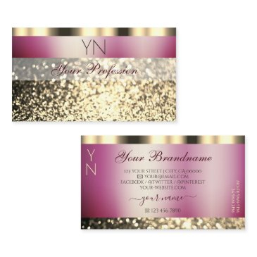 luxurious burgundy gold sparkling glitter monogram business invitations