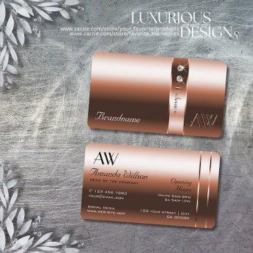luxurious copper blush shiny diamonds and initials business invitations
