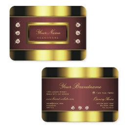 Small Luxurious Gold And Burgundy With Faux Rhinestones Business Invitations Front View