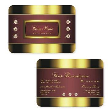 luxurious gold and burgundy with faux rhinestones business invitations