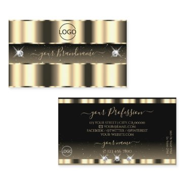 luxurious gold black sparkling diamonds with logo business invitations