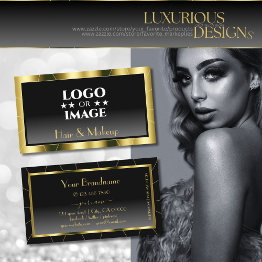 Small Luxurious Gold Frame Black Gradient Cool With Logo Business Invitations Front View