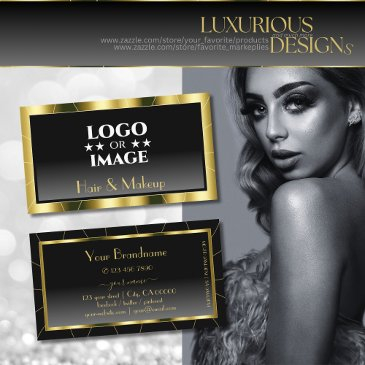 luxurious gold frame black gradient cool with logo business invitations