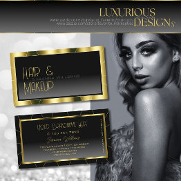 Small Luxurious Gold Frame Black Gradient Luxe Glamorous Business Invitations Front View