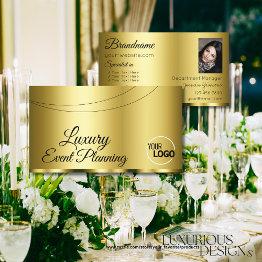 Small Luxurious Gold Glamorous With Logo And Photo Business Invitations Front View