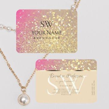 luxurious gold pink purple glitter stars monogram business invitations