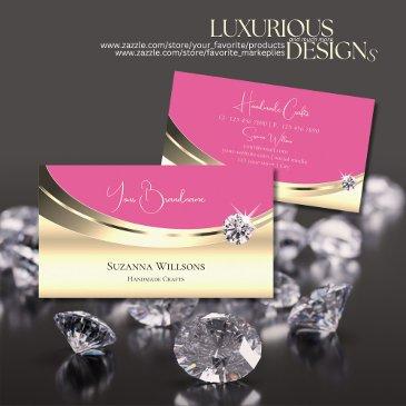 luxurious gold pink with diamond and glitter stars business invitations