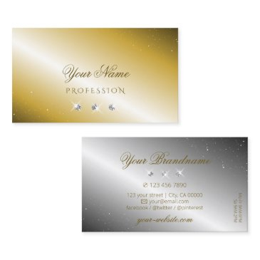 luxurious gold silver sparkling diamonds luxe glam business invitations
