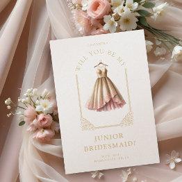 Small Luxurious Jr Bridesmaid Pink Dress Ornamental Dome Front View