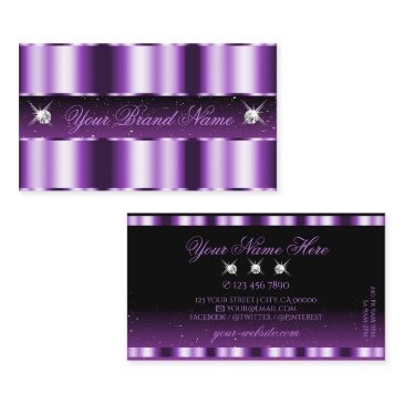 luxurious purple black sparkling diamonds stylish business invitations