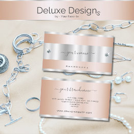 Small Luxurious Rose Gold And Silver Shimmery Diamonds Business Invitations Front View
