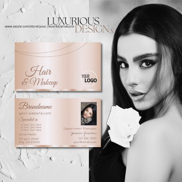 luxurious rose gold glamorous with logo and photo business invitations