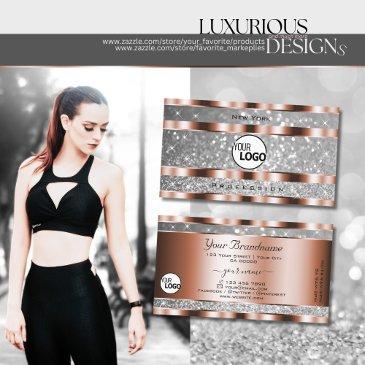 luxurious rose gold silver glitter stars add logo business invitations