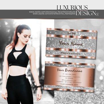 luxurious rose gold silver glitter stars elegance business invitations