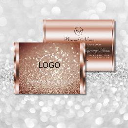 Small Luxurious Sparkle Rose Golden Glitter Add Logo Business Invitations Front View