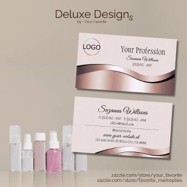 luxurious waved rose gold decor with branding logo business invitations