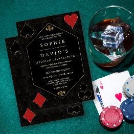 Small Luxury Art Deco Gatsby Casino Vegas Poker Wedding Invitation Front View