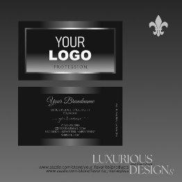 Small Luxury Black And White Gradient Silver Frame Logo Business Invitations Front View