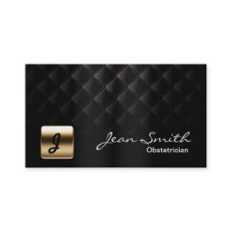 Small Luxury Black & Gold Obstetrician Business Invitations Front View