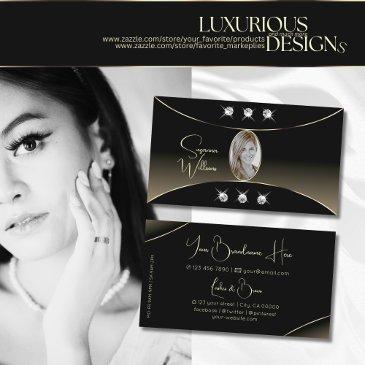 luxury black whitegold decor diamonds and photo business invitations