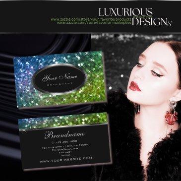 luxury blue green glitter shimmery stars elegance business invitations