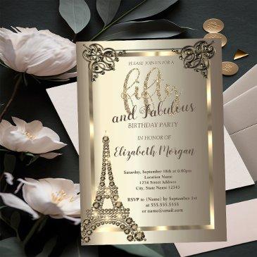 luxury diamonds eiffel tower,border 50th birthday invitation