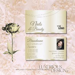 Small Luxury Gold Glamorous With Logo And Photo Stylish Business Invitations Front View