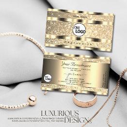 Small Luxury Gold Luminous Glitter Stars Add Logo Golden Business Invitations Front View