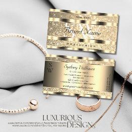 Small Luxury Gold Luminous Glitter Stars Monogram Golden Business Invitations Front View