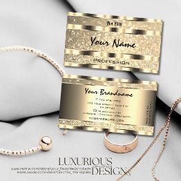 Small Luxury Gold Luminous Glitter Stars Ornate Golden Business Invitations Front View