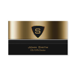 Small Luxury Gold Monogram Ob/gyn Business Invitations Front View