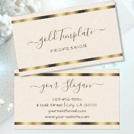 Small Luxury Gold Signature Handlettering Font Chic Business Invitations Front View