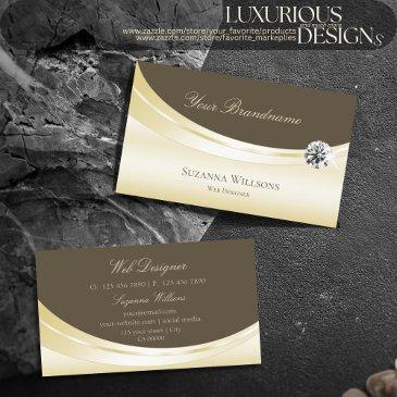luxury light gold and brown with sparkling diamond business invitations